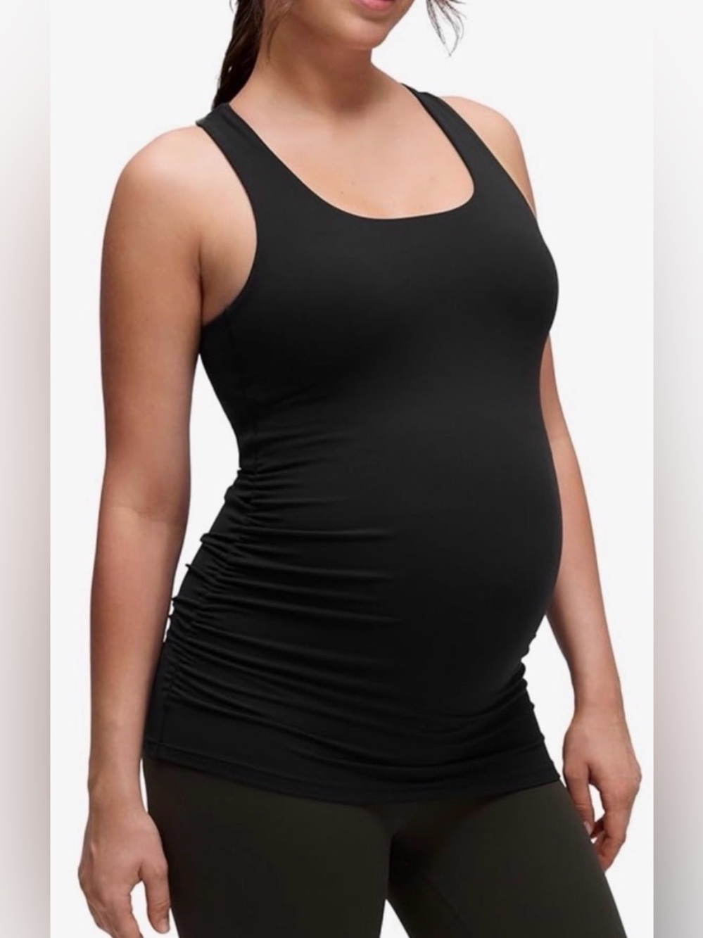 CRZ YOGA Butterluxe Ruched Racerback Maternity Tank, Black, sz M